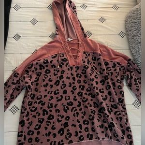 Leopard corduroy hoodie